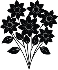 Elegant Black Rose Bouquet Silhouette