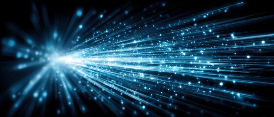 Fototapeta premium Vibrant Light Trail Explosion with Bright Particles and Dynamic Streaks Creating a Stunning Futuristic Abstract Background Scene