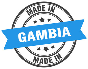 Made in Gambia round sign. Made in Gambia stamp.
