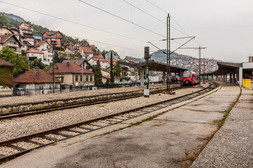 Fototapeta premium Platform of the train station in Uzice town, Serbia