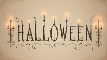 Halloween word design with candles