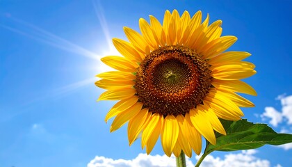 Obraz premium Sunflower in vibrant blue sky