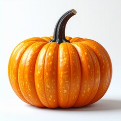 Bright orange pumpkin with a dark stem, symbol of autumn harvest, Halloween, and Thanksgiving, representing the festive spirit of the fall season.