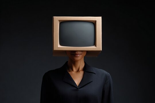 In a surreal fusion of vintage technology and futuristic aesthetics, an anonymous figure with a television head heralds Digital Detox Day and Retro Revival Week, inviting introspection and nostalgia