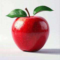 Fresh red apple with a green leaf and water droplets, symbolizing health, freshness, and the flavors of autumn harvest. Perfect for seasonal, food, and nature themes.