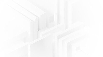 Abstract white geometric shapes with shadows and light