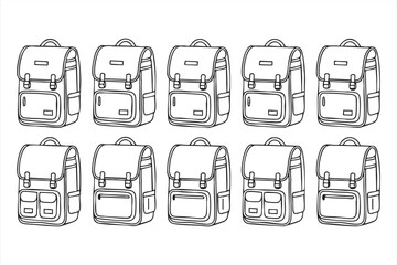 Minimal Black and White Backpack Vector Repeated Design