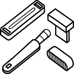 Isometric vector barber equipment set isolated on white background isolated on transparent background