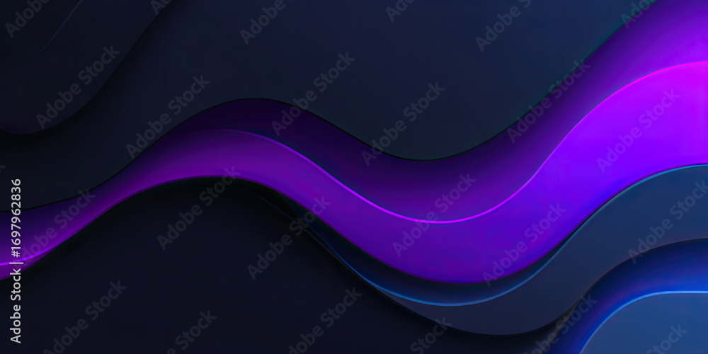 Poster 3d render of abstract wavy background with blue and purple gradient