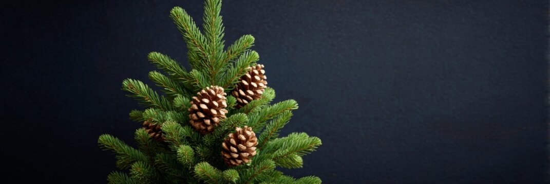 Sprightly evergreen adorned with rustic pinecones, whispers of Yule log tradition and Arbor Day celebration drift through