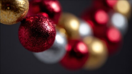 Sparkling baubles dance like celestial orbs, embodying Yule's festive spirit and Lunar New Years vibrant renewal