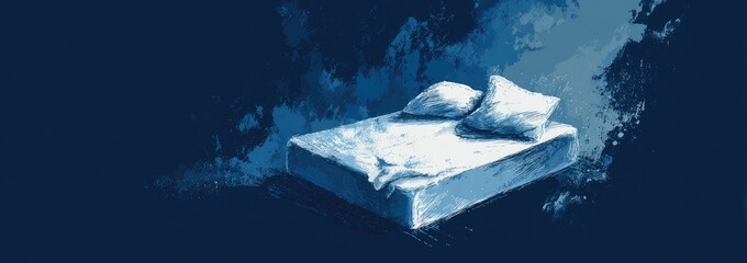 Empty bed in a dark, misty night scene