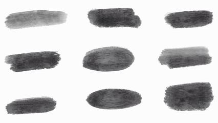 Black Ink Brush Stroke. Isolated on White Background. A bold black brush stroke with rough texture, isolated on a white background.