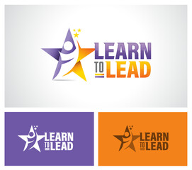 Leader Leadcareer logo design illustration. Silhouette of a person carrying star hope dream chief leader boss manager supervisor professional job company business. Abstract minimal simple icon symbol.