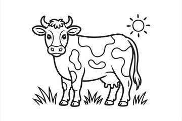 Black and White Cow Icon for Rural and Agricultural Design Projects