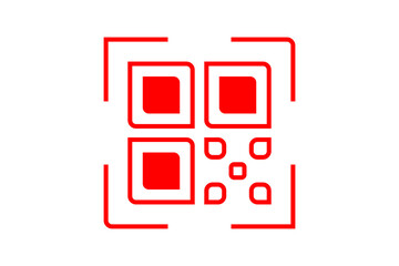 A red qr code with intricate geometric shapes isolated on transparent background