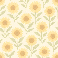 pattern with sun flower in pastel