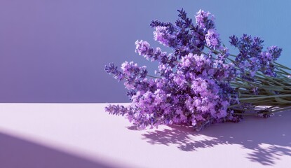 Obraz premium Lavender bouquet on pastel backdrop