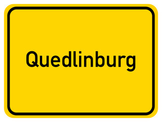 Illustration of a city entrance sign for the city of Quedlinburg