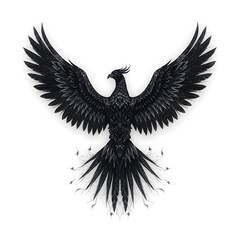 Obraz premium Phoenix Black Hologram and white background 