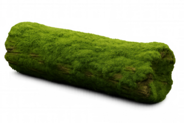 Realistic 3d rendering depicting moss-covered wooden log, transparent background, perfect for digital compositing in forest scenes