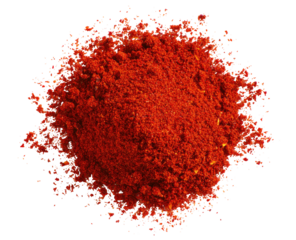Red spice powder, scattered in a circular mound