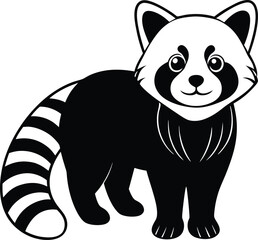 Beautiful Black Cute Red Panda Vector Illustration Silhouette