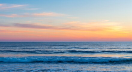Fototapeta premium Sea Sky Horizon An illustration of the horizon line where sea meets sky with a gentle cloud gradient