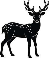 Deer In The Air Vector Silhouette Art Icon