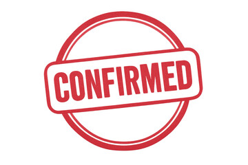 Confirmed red rubber stamp on transparent background