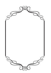 Stylish pink decorative oval frame with elegant swirl border for invitations, greeting cards, posters, and graphic design. Classic outline with romantic artistic details. Perfect for wedding 