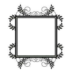 Elegant decorative floral frame with vintage leafy border design in black. Perfect for invitations, greeting cards, certificates, and stylish decorative projects. Classic ornate pattern for layouts.