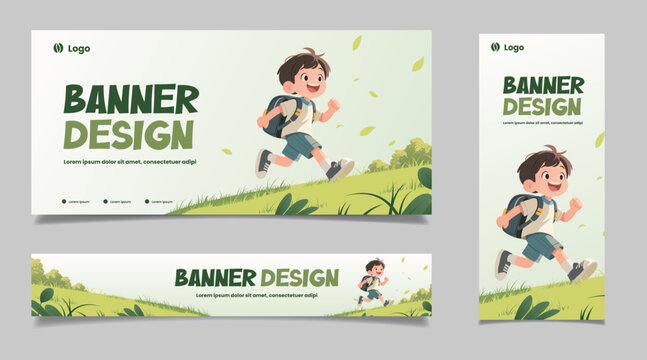 background of a child going to school banner