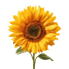 Fototapeta premium A Radiant Sunflower Blooming with Vivid Yellow Petals and a Rich Brown Center, Capturing the Essence of Summer in Full Flourish