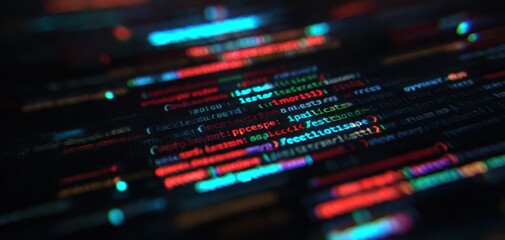 The Code on a Neon-Lit Dark Screen for Modern Software Development and Cybersecurity