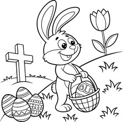 A charming cartoon easter bunny with big ears ready for spring celebrations