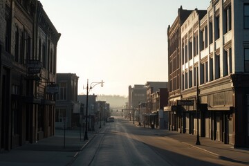 Deserted downtown plaza after an event with discarded confetti and no soul in sight