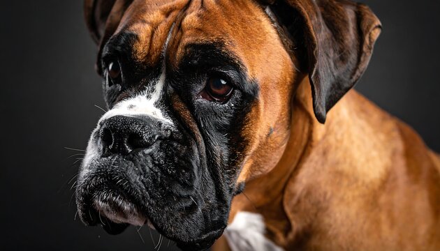 Close-up portrait of a Boxer dog
