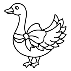 Elegant Goose with Bow Tie Line Art Vector Illustration for Creative Projects and Designs