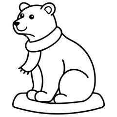 Adorable Polar Bear Illustration Wearing Scarf Cute Animal Outline Winter Holiday Graphic Design Element