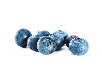 Ripe fresh blueberries isolated on white.