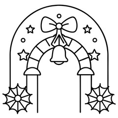 Festive Holiday Archway with Bell and Bow for Christmas Decoration Design Element Vector Illustration