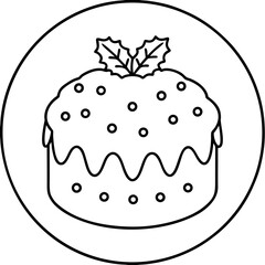 Christmas Pudding Line Art Vector Illustration Festive Holiday Season Dessert Icon Design