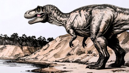 Prehistoric creature by the river