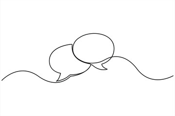 Continuous single line art of speech bubble vector illustration. 