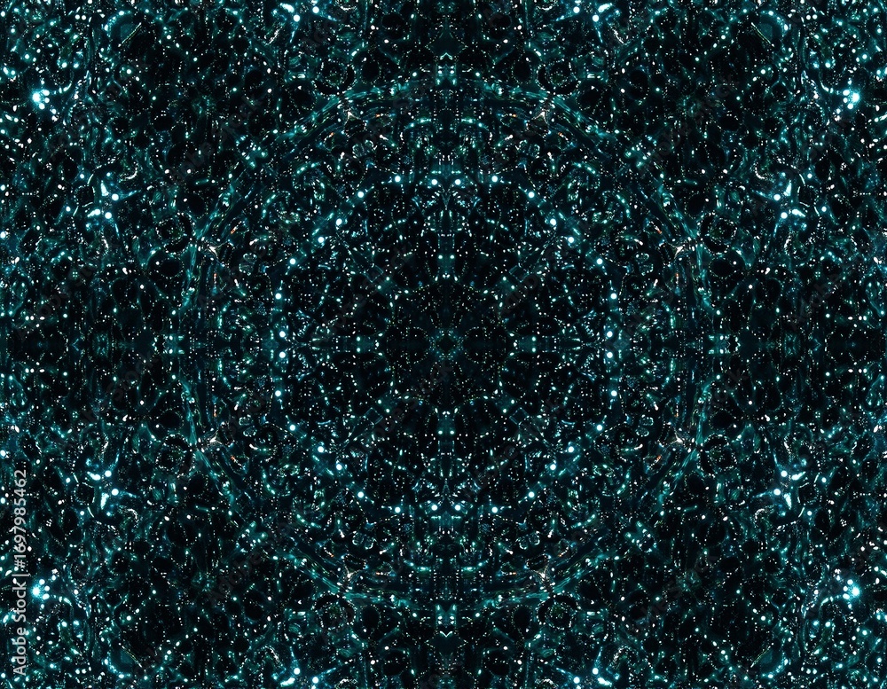 Poster a rich, dark blue background adorned with shimmering glitter particles, creating a captivating and l