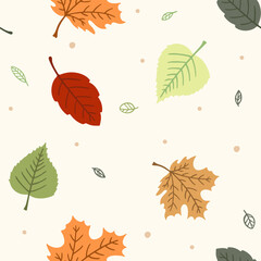 Obraz premium Autumn seamless pattern with fall leaves. Editable vector seamless background for wallpaper, packaging, poster, textile, banner, social media post, card, invitations.