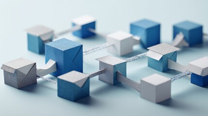 Obraz premium Papercraft Interconnected Cubes Network