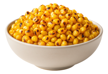 Single poached egg served in a glass cup with a side of crispy bacon strips.