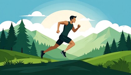 Obraz premium Man running in mountains